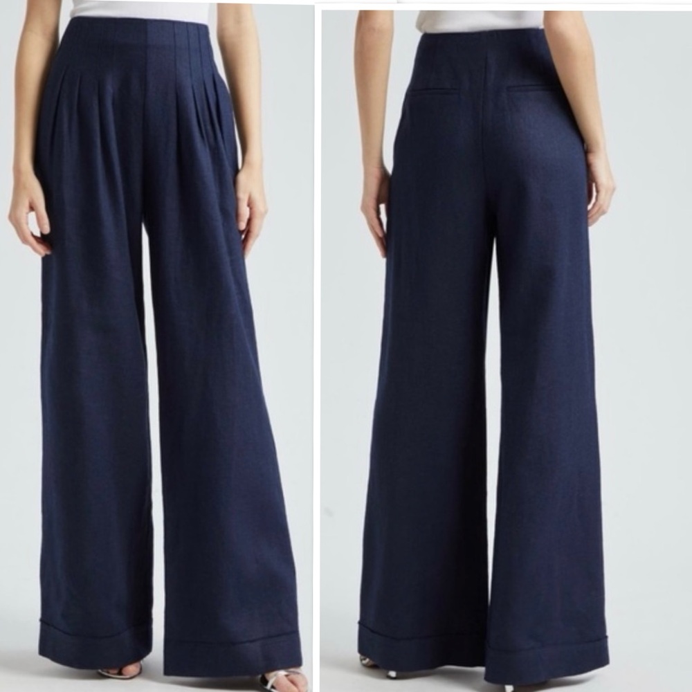 New Ramy Brook Dalia Wide-Leg Pants In Navy Blue Size 14